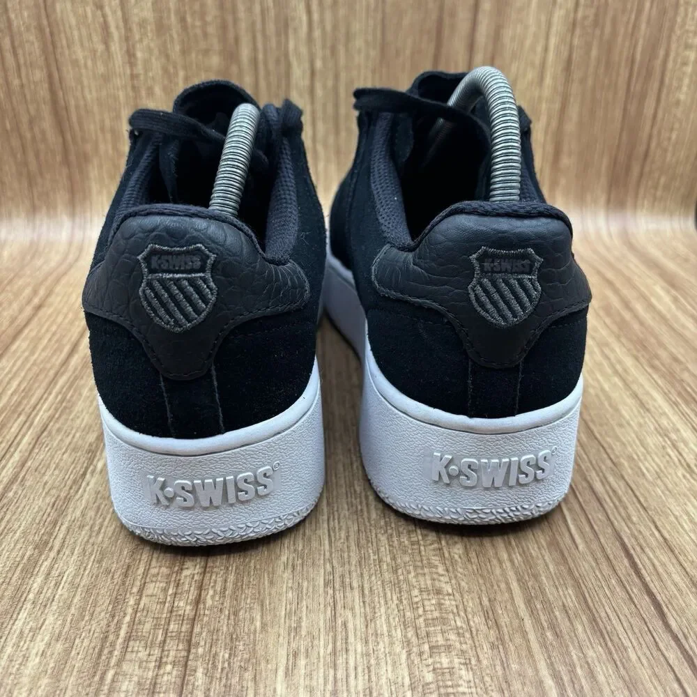 K-Swiss Women's Classic VN‎ Platform Black Suede Leather White Sneakers Size 10
